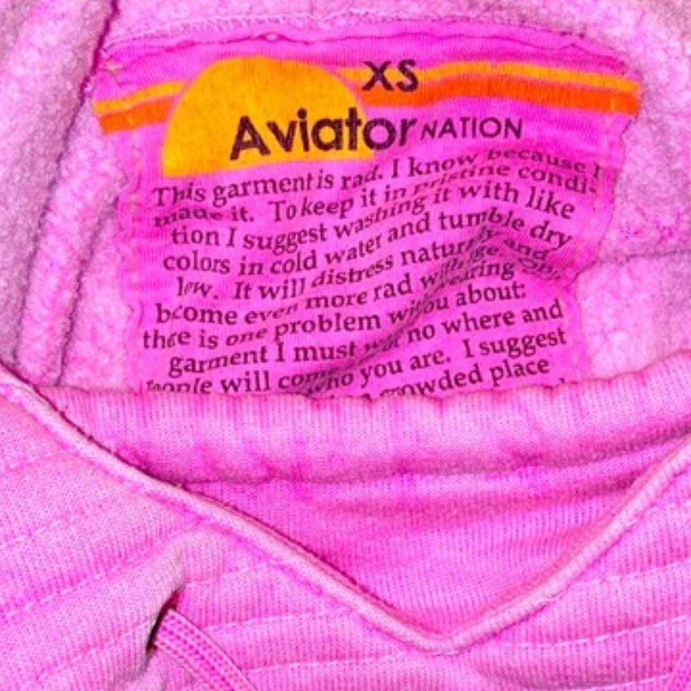 AVIATOR NATION Sz XS Hot pink rare ninja sweatshirt 2 zip pocket - Picture 4 of 7